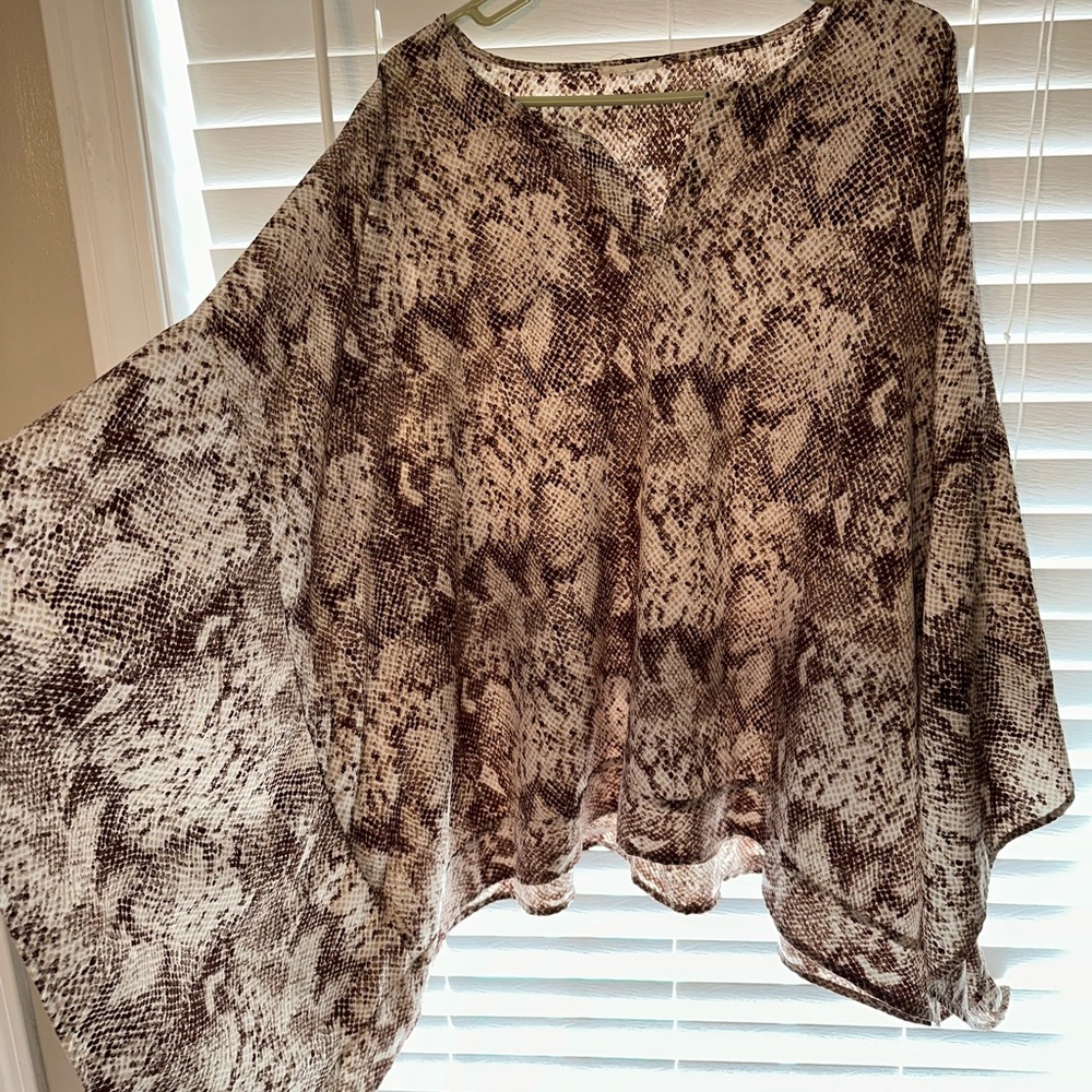Brown and Cream snake skin print Blouse with Relaxed Fit